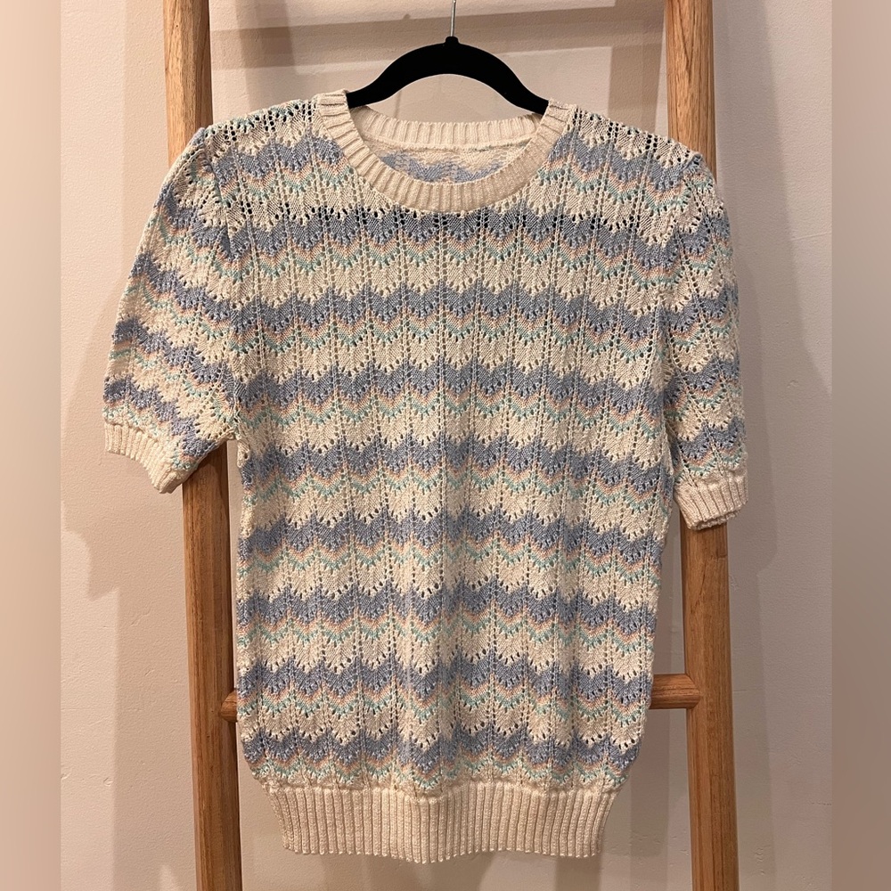 Vintage pullover short sleeved sweater pastel 80’s